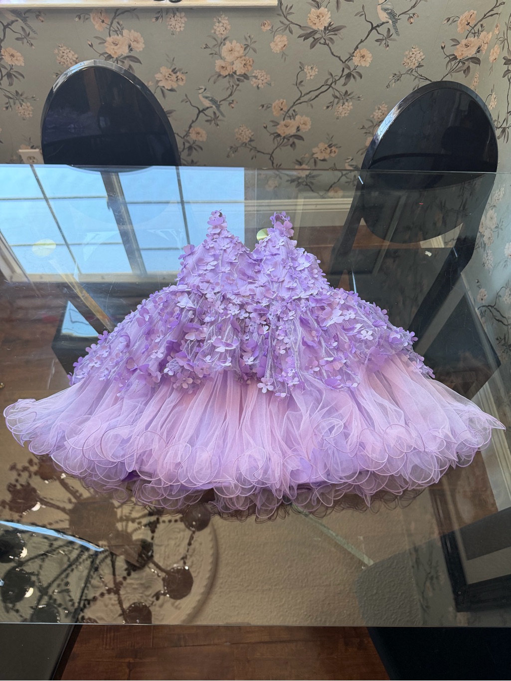 Lilac Floral Tulle Party Dress For Girls By